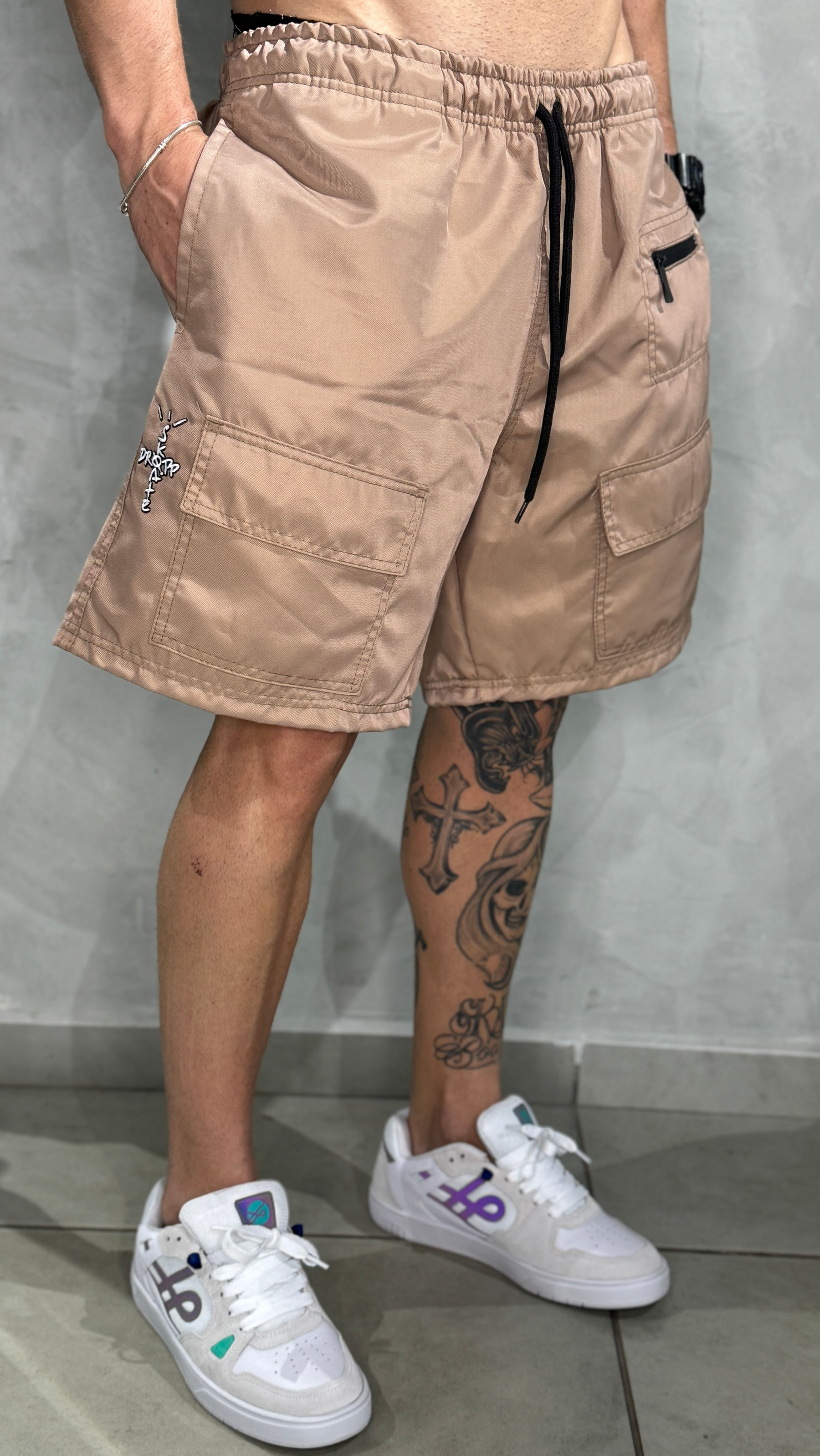 Shorts Tactel Caqui Cargo Dropp Street